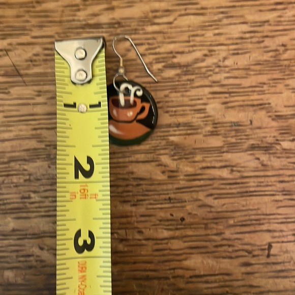 One of a kind painted ceramic earrings - coffee mugs. - Picture 3 of 3
